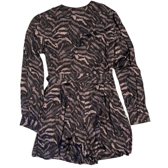 All Saints Women’s Size 8 Irina Remix Jumpsuit Animal Print Romper Long Sleeve - Picture 5 of 16